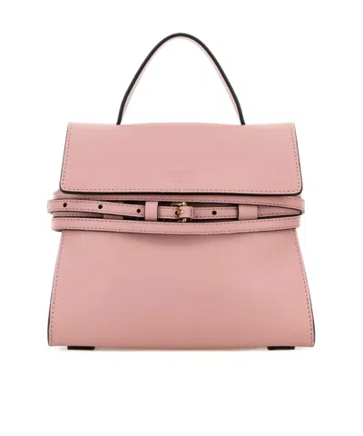 Moschino Small Tie Me Leather Top Handle Bag In Pink