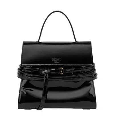 Moschino Tie Me Tote Bag In Black