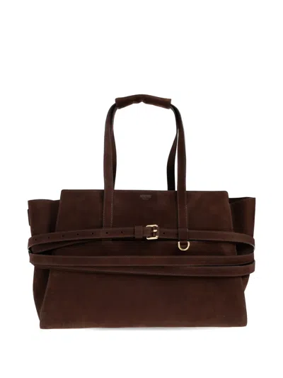 Moschino Tie Me Tote Bag In Brown