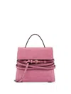 Moschino Small Tie Me Suede Top Handle Bag In Rosa