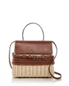 Moschino Tie Mie Raffia And Leather Top Handle Bag In Natural
