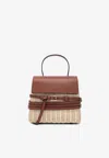 Moschino Tie Mie Raffia And Leather Top Handle Bag