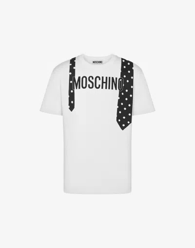 Moschino Tie Print Jersey T-shirt In White