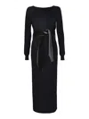 Moschino Attached-scarf Knitted Maxi Dress In Blue