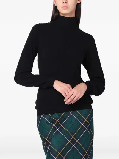 Moschino Turtleneck Sweater Featuring Crossed Back Tie In Black