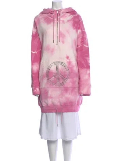 Pre-owned Moschino Tie-dye Print Crew Neck Hoodie In Pink