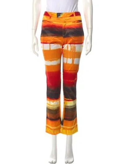 Pre-owned Moschino Tie-dye Print Straight Leg Pants In Orange