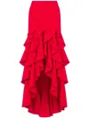 Moschino Asymmetric Skirt With Ruffles In Red