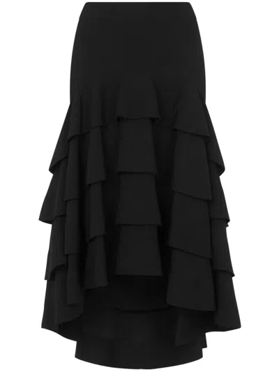 Moschino Tiered Asymmetric Skirt In Black