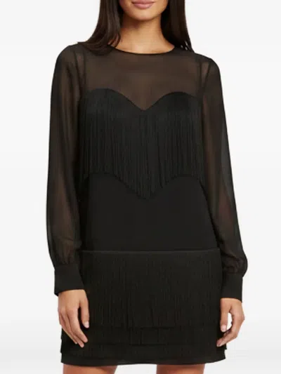 Pre-owned Moschino Tiered Fringe Playsuit In Black