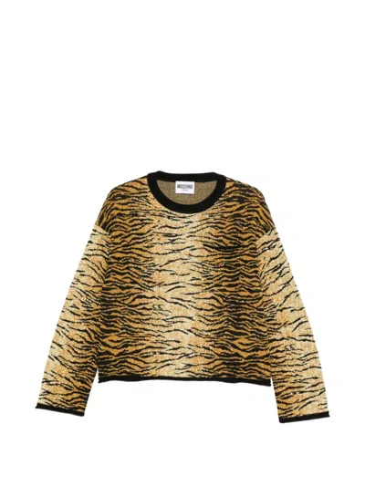 Moschino Tiger-print Sweater In Pink