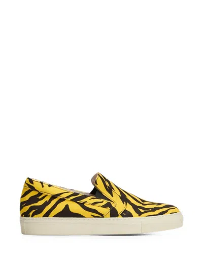 Moschino Tiger-print Slip-on Sneakers In Yellow
