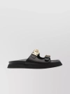 MOSCHINO TOE STRAP LEATHER SLIDES