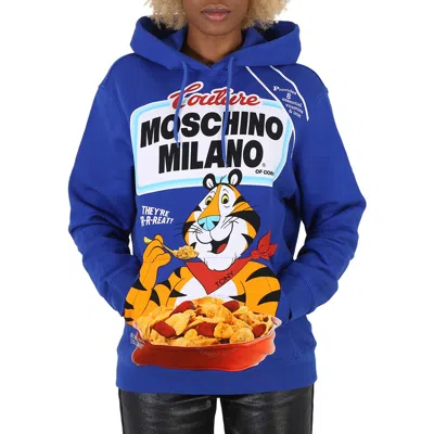 Moschino Tony The Tiger Graphic Hoodie In Blue In Metallic