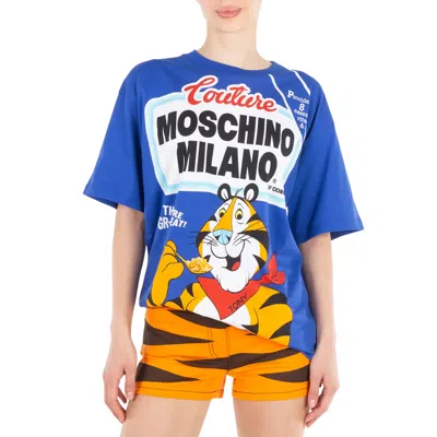 Moschino Tony The Tiger Oversized T-shirt In Blue In Multi