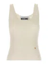 Moschino Knit Tank Top With Golden M In White