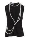 Moschino Flared Hem Knot Detailing Pearl Embellishments In Black