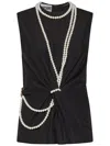 Moschino Flared Hem Knot Detailing Pearl Embellishments In Black