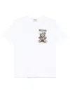 Moschino Cotton Sweater Ribbed Cuffs Hem Teddy Bear Motif In White