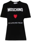 Moschino Black Regular Fit T-shirt With Logo And Heart Graphic In Black
