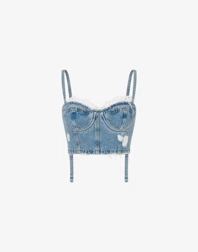 Moschino Top Aus Baumwoll-denim In Blue