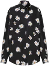 Moschino All-over Daisy Print Silk Twill Shirt In Black