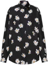 Moschino All-over Daisy Print Silk Twill Shirt In Black