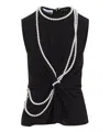 Moschino Flared Hem Knot Detailing Pearl Embellishments In Black