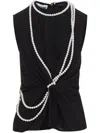 Moschino Flared Hem Knot Detailing Pearl Embellishments In Black