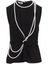 Moschino Flared Hem Knot Detailing Pearl Embellishments In Black