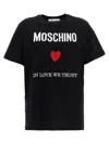 Moschino Black Regular Fit T-shirt With Logo And Heart Graphic In Black