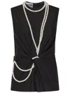 Moschino Flared Hem Knot Detailing Pearl Embellishments In Black