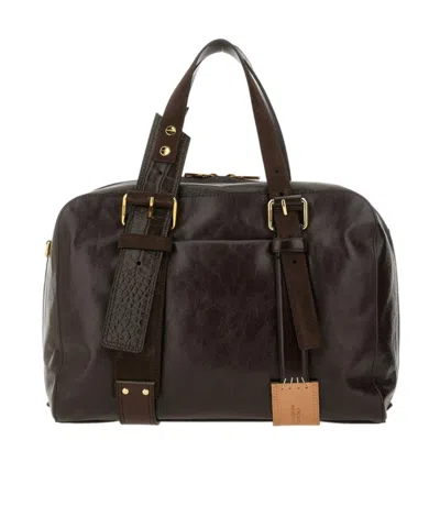 Moschino Top Handle Tote Bag In Brown