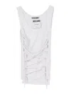 Moschino White Tank Top In Cotton With Laces In White