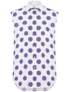 Moschino Sleeveless Cotton Poplin Shirt With Polka Dot Pattern In Multi White