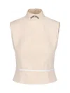 Moschino High Neck Sleeveless Cotton Top In Neutral