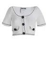 Moschino Cardigan Cotton Blend Contrasting Profiles In White