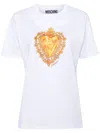 Moschino Sleeved Heart Graphic Crew Top In White