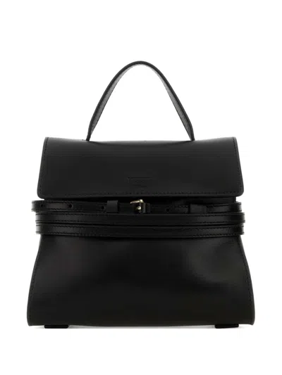 Moschino Jumbo Tie Me Leather Tote In Black