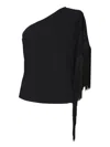 Moschino One-piece Top With Fringed Shoulder Detail In Black