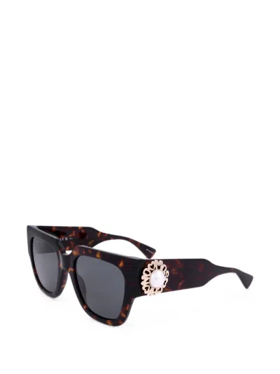 Moschino Tortoiseshell-effect Logo-plaque Sunglasses In Black