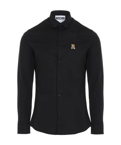 Moschino Toy Bear Embroidered Shirt In Black