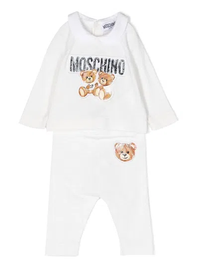 Moschino Kids' Toy-bear Print Detail Tracksuit Set In Neutrals