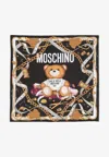 Moschino Toy Bear Print Silk Scarf In Multicolor