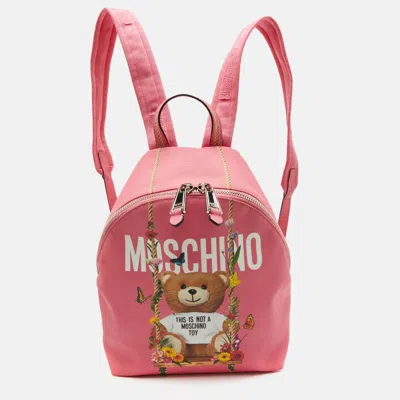 Pre-owned Moschino Toy Pink Coated Canvas Backpack