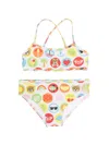 Moschino Logo-print Bikini Set In Silver