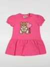 Moschino Fuchsia Dress For Baby Girl With Teddy Bear In Pink