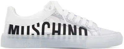 Moschino White Logo Low-top Leather Sneakers In 99b * Fantasy Color
