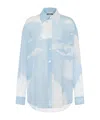 Moschino Blue Silk Long-sleeved Shirt In White