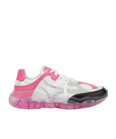 Moschino Transparent-sole Mesh Sneakers In White